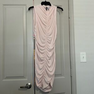 H&M Sleeveless Ruche Bodycon Dress Light Pink